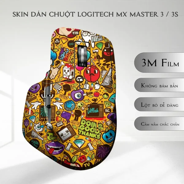 Skin dán chuột Logitech MX Master 2, 2s, 3, 3s mẫu Stickerbomb Doing Good Thank
