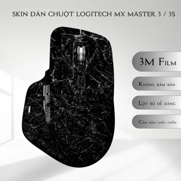 Skin dán chuột Logitech MX Master 2, 2s, 3, 3s mẫu Vân đá trắng stic049b