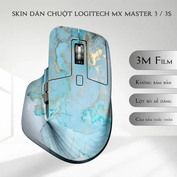 Skin dán chuột Logitech MX Master 2, 2s, 3, 3s mẫu Vân đá xanh mar018