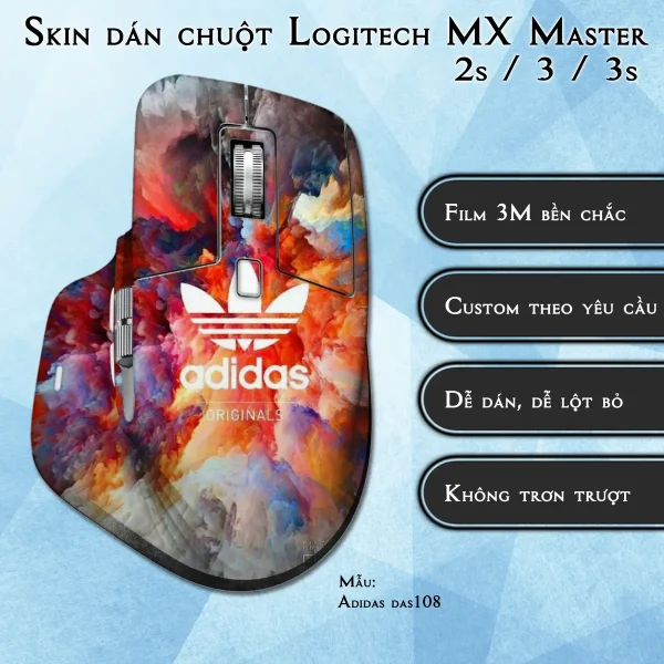 Skin dán chuột Logitech MX Master 2, 2s, 3, 3s mẫu Adidas das108