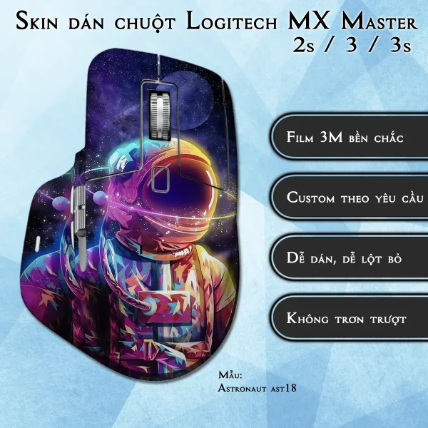 Skin dán chuột Logitech MX Master 2, 2s, 3, 3s mẫu Astronaut ast18