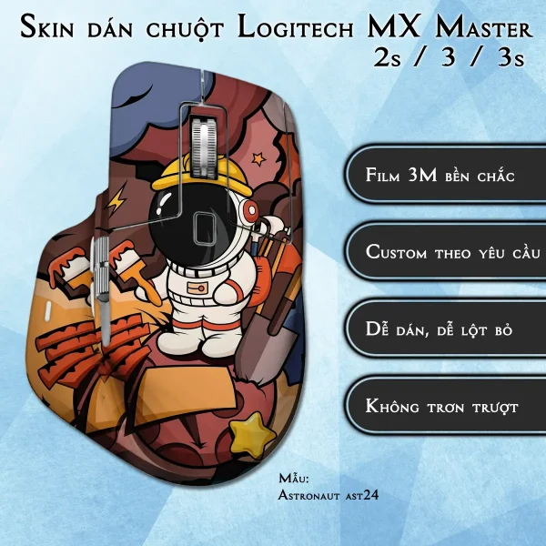 Skin dán chuột Logitech MX Master 2, 2s, 3, 3s mẫu Astronaut ast24