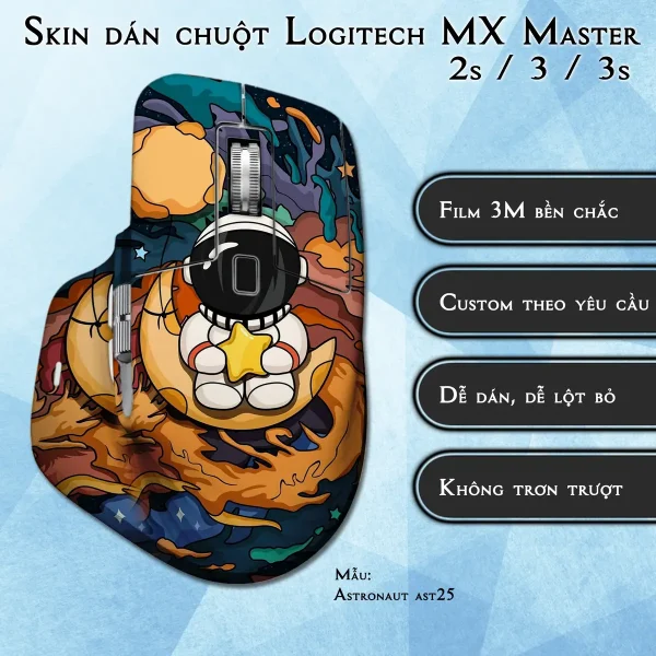 Skin dán chuột Logitech MX Master 2, 2s, 3, 3s mẫu Astronaut ast25