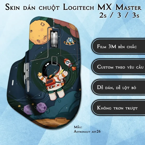 Skin dán chuột Logitech MX Master 2, 2s, 3, 3s mẫu Astronaut ast26