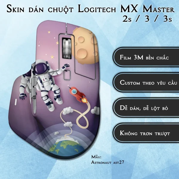 Skin dán chuột Logitech MX Master 2, 2s, 3, 3s mẫu Astronaut ast27
