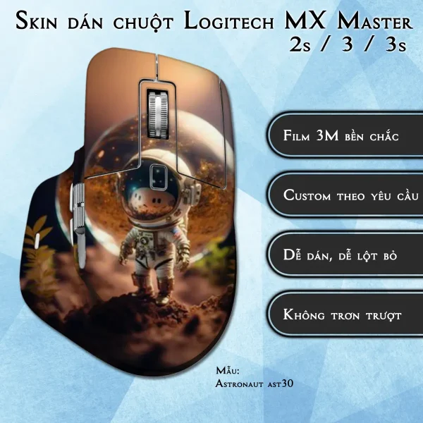 Skin dán chuột Logitech MX Master 2, 2s, 3, 3s mẫu Astronaut ast30
