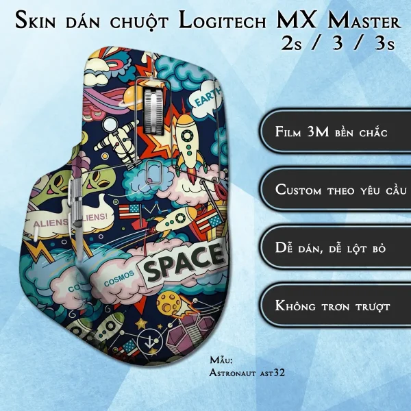 Skin dán chuột Logitech MX Master 2, 2s, 3, 3s mẫu Astronaut ast32