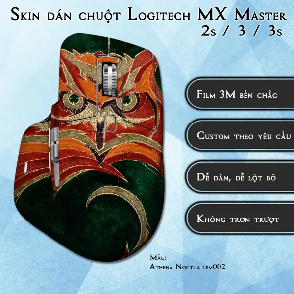 Skin dán chuột Logitech MX Master 2, 2s, 3, 3s mẫu Athena Noctua lsm002