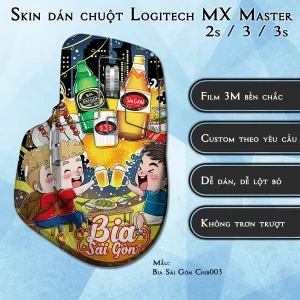 Skin dán chuột Logitech MX Master 2, 2s, 3, 3s mẫu Bia Sài Gòn Chib003