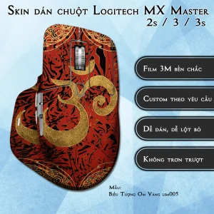 Skin dán chuột Logitech MX Master 2, 2s, 3, 3s mẫu Biểu Tượng Om Vàng lsm005