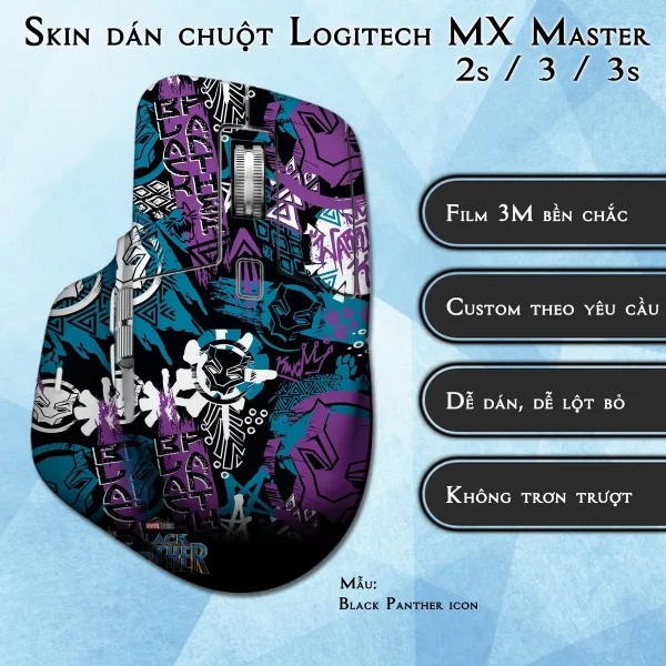 Skin dán chuột Logitech MX Master 2, 2s, 3, 3s mẫu Black Panther icon