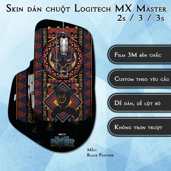 Skin dán chuột Logitech MX Master 2, 2s, 3, 3s mẫu Black Panther