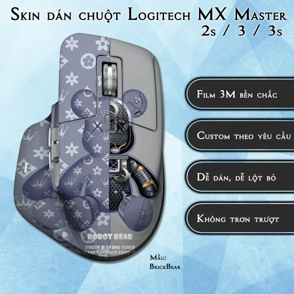 Skin dán chuột Logitech MX Master 2, 2s, 3, 3s mẫu BrickBear