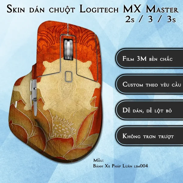 Skin dán chuột Logitech MX Master 2, 2s, 3, 3s mẫu Bánh Xe Pháp Luân lsm004