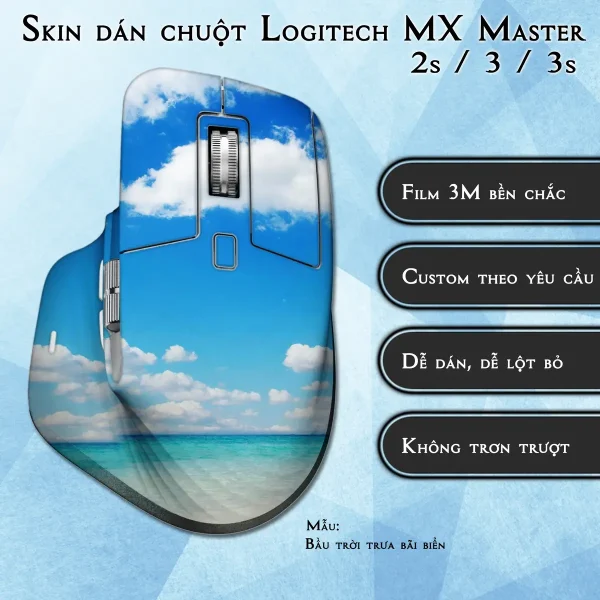 Skin dán chuột Logitech MX Master 2, 2s, 3, 3s mẫu Bầu trời trưa bãi biển