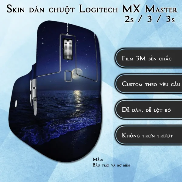Skin dán chuột Logitech MX Master 2, 2s, 3, 3s mẫu Bầu trời và bờ biển