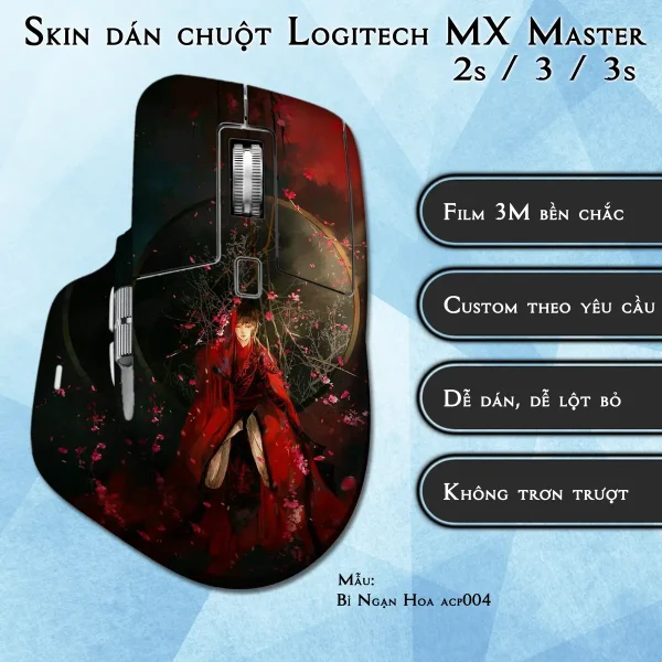 Skin dán chuột Logitech MX Master 2, 2s, 3, 3s mẫu Bỉ Ngạn Hoa acp004