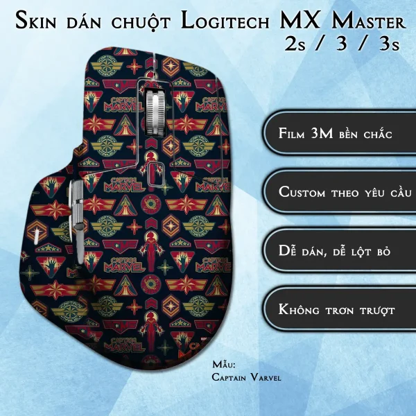 Skin dán chuột Logitech MX Master 2, 2s, 3, 3s mẫu Captain Varvel