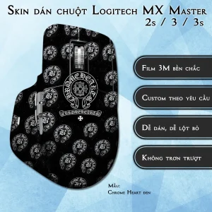 Skin dán chuột Logitech MX Master 2, 2s, 3, 3s mẫu Chrome Heart đen