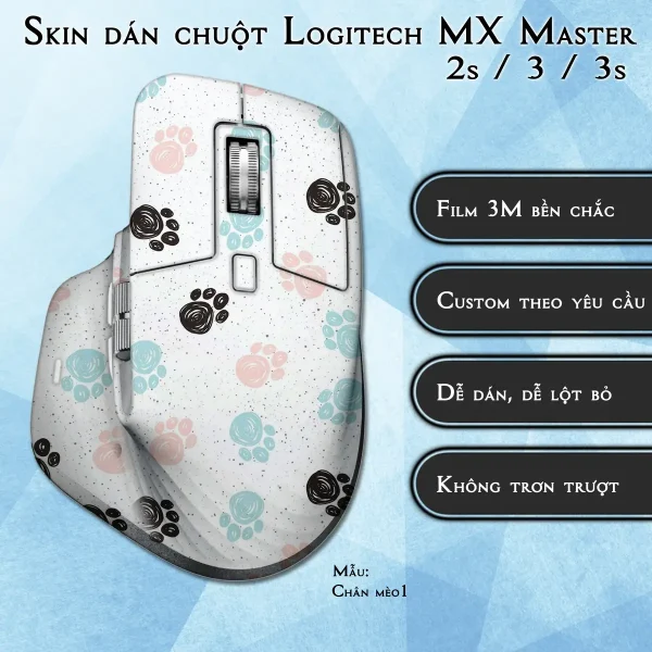 Skin dán chuột Logitech MX Master 2, 2s, 3, 3s mẫu Chân mèo1