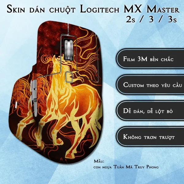 Skin dán chuột Logitech MX Master 2, 2s, 3, 3s mẫu con ngựa Tuấn Mã Truy Phong