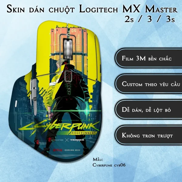 Skin dán chuột Logitech MX Master 2, 2s, 3, 3s mẫu Cyberpunk cyb06