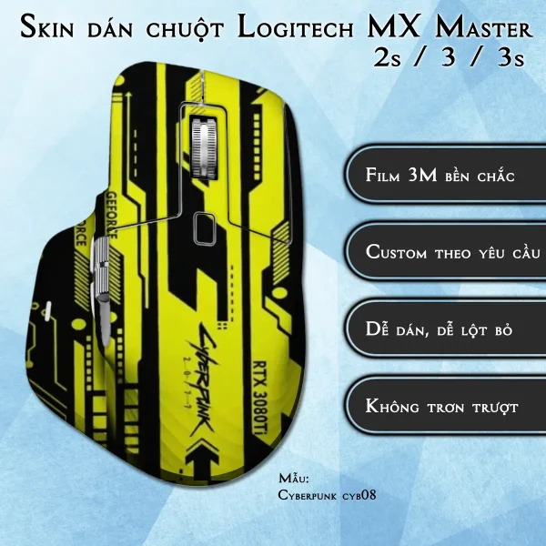 Skin dán chuột Logitech MX Master 2, 2s, 3, 3s mẫu Cyberpunk cyb08