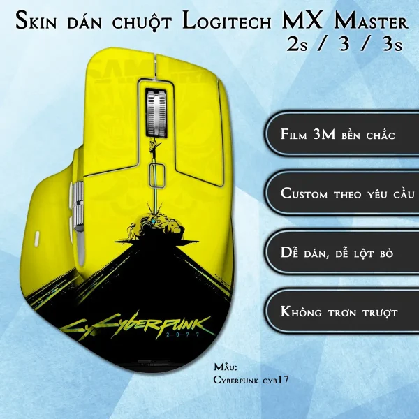 Skin dán chuột Logitech MX Master 2, 2s, 3, 3s mẫu Cyberpunk cyb17