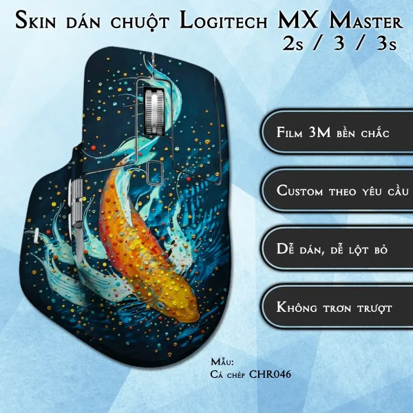 Skin dán chuột Logitech MX Master 2, 2s, 3, 3s mẫu Cá chép CHR046