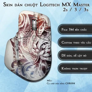 Skin dán chuột Logitech MX Master 2, 2s, 3, 3s mẫu Cá chép hóa rồng CHR004