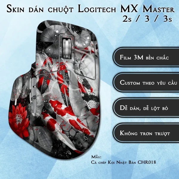 Skin dán chuột Logitech MX Master 2, 2s, 3, 3s mẫu Cá chép Koi Nhật Bản CHR018