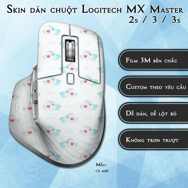 Skin dán chuột Logitech MX Master 2, 2s, 3, 3s mẫu cá mập