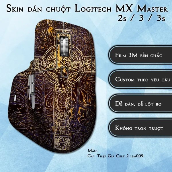 Skin dán chuột Logitech MX Master 2, 2s, 3, 3s mẫu Cây Thập Giá Celt 2 lsm009