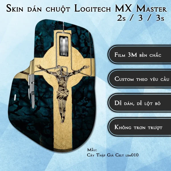 Skin dán chuột Logitech MX Master 2, 2s, 3, 3s mẫu Cây Thập Giá Celt lsm010
