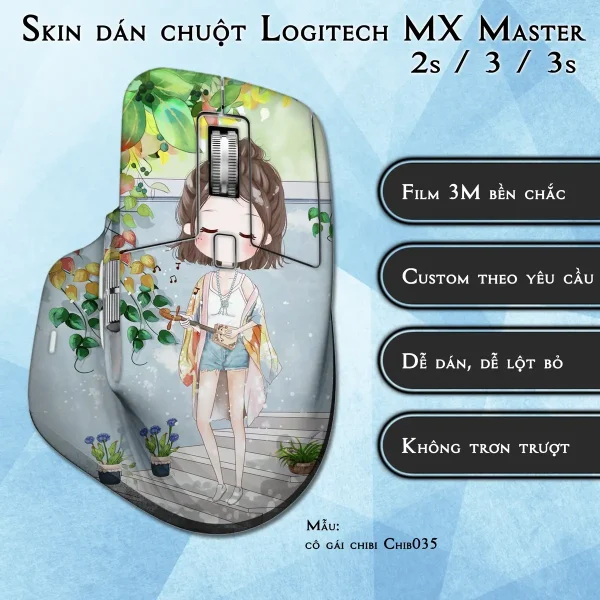 Skin dán chuột Logitech MX Master 2, 2s, 3, 3s mẫu cô gái chibi Chib035
