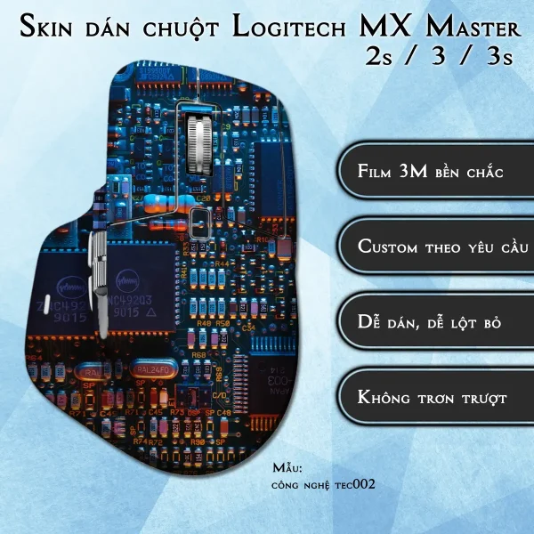 Skin dán chuột Logitech MX Master 2, 2s, 3, 3s mẫu công nghệ tec002