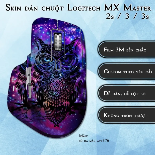 Skin dán chuột Logitech MX Master 2, 2s, 3, 3s mẫu cú đa màu atk376