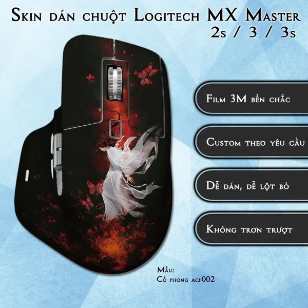 Skin dán chuột Logitech MX Master 2, 2s, 3, 3s mẫu Cổ phong acp002