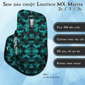 Skin dán chuột Logitech MX Master 2, 2s, 3, 3s mẫu da dắn xanh cyan
