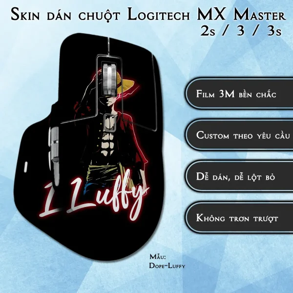 Skin dán chuột Logitech MX Master 2, 2s, 3, 3s mẫu Dope-Luffy