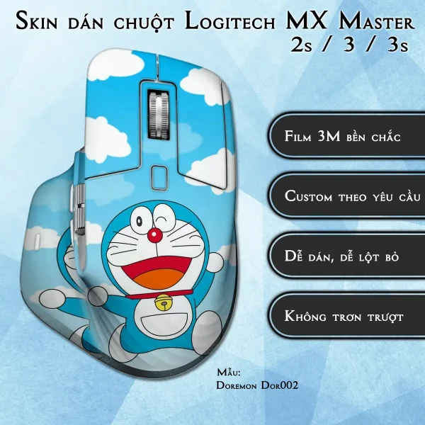 Skin dán chuột Logitech MX Master 2, 2s, 3, 3s mẫu Doremon Dor002