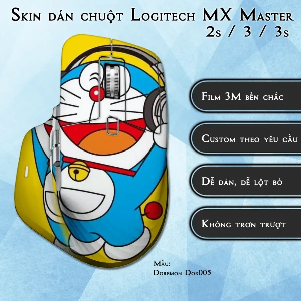 Skin dán chuột Logitech MX Master 2, 2s, 3, 3s mẫu Doremon Dor005