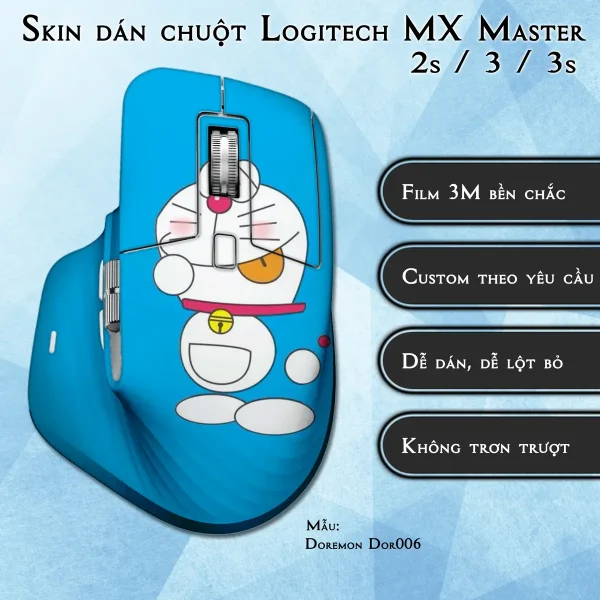 Skin dán chuột Logitech MX Master 2, 2s, 3, 3s mẫu Doremon Dor006