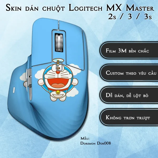 Skin dán chuột Logitech MX Master 2, 2s, 3, 3s mẫu Doremon Dor008