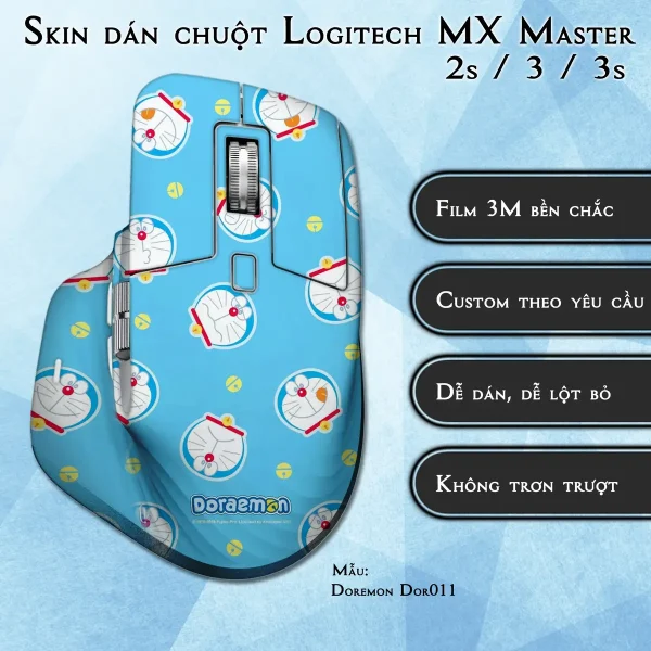Skin dán chuột Logitech MX Master 2, 2s, 3, 3s mẫu Doremon Dor011