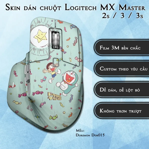 Skin dán chuột Logitech MX Master 2, 2s, 3, 3s mẫu Doremon Dor015