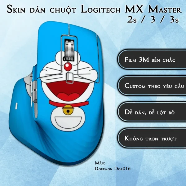Skin dán chuột Logitech MX Master 2, 2s, 3, 3s mẫu Doremon Dor016