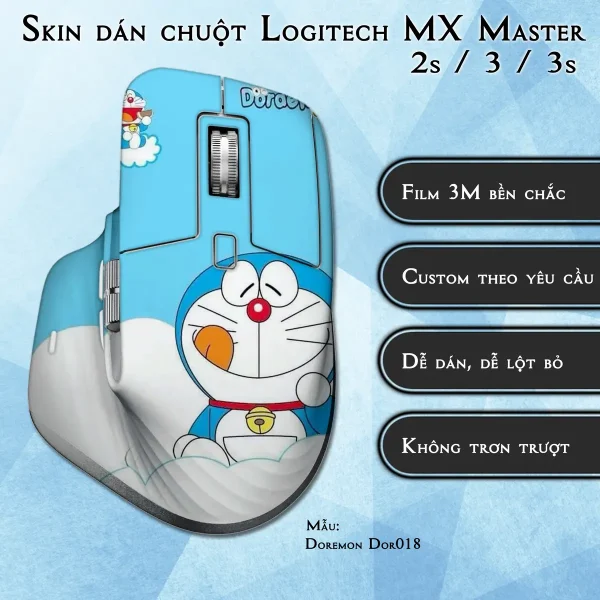 Skin dán chuột Logitech MX Master 2, 2s, 3, 3s mẫu Doremon Dor018
