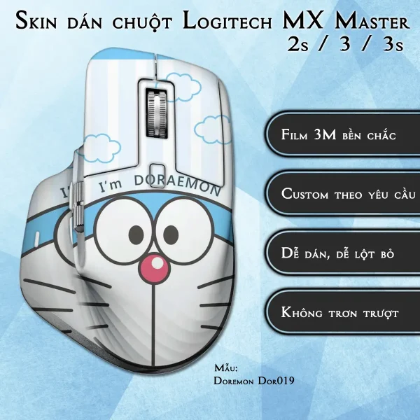 Skin dán chuột Logitech MX Master 2, 2s, 3, 3s mẫu Doremon Dor019
