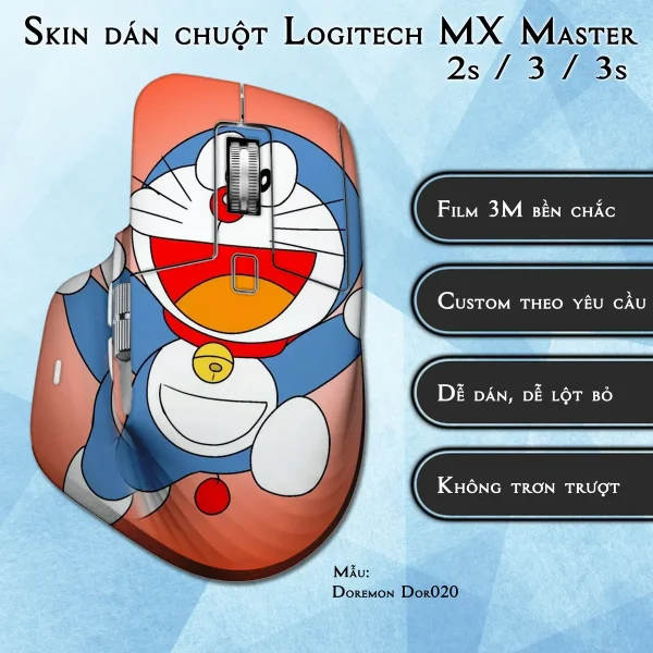 Skin dán chuột Logitech MX Master 2, 2s, 3, 3s mẫu Doremon Dor020